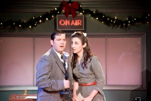 Kevin Alan (left) as George Bailey and Teresa Spencer (right) as Mary Hatch in It's a Wonderful Life: A Live Radio Play