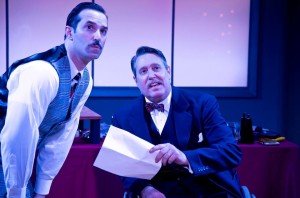 Nick DePinto (left) as Harry Heywood and Rob McQuay (right) as Freddie Filmore in It's a Wonderful Life: A Live Radio Play