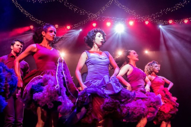 Michael Graceffa (Indio), Ilda Mason (Francisca), Natascia Diaz (Anita), Katie Mariko Murray (Rosalia), and Olivia Ashley Reed (Consuelo) in West Side Story at Signature Theatre