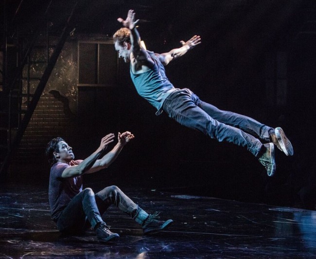 Ryan Sellers (Pepe) and Ryan Fitzgerald (Action) in West Side Story at Signature Theatre.