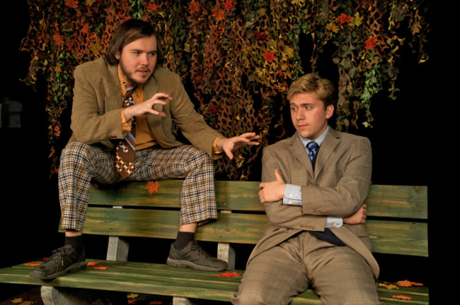 Charles Gearhart (left) as Jerry and Tim Neil (right) as Peter in Edward Albee's The Zoo Story