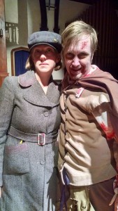 TheatreBloom Reviewer Amanda Gunther (left) with Jonas David Grey (right) as Zombie-Shakespeare in The Complete Deaths of William Shakespeare