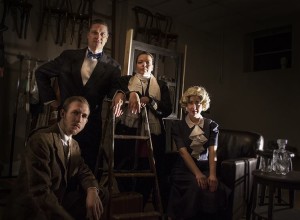 (L to R) Grayson Owen, Steven Shriner, Holly Elizabeth Gibbs, and Ann Turiano in The 39 Steps