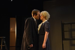 Grayson Owen (left) as Richard Hannay and Ann Turiano (right) as Pamela in The 39 Steps