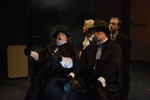 Holly Elizabeth Gibbs (front left), Steven Shriner (front right) with Ann Turiano (back left) and Grayson Owen (back right) in The 39 Steps