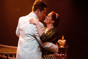 Russell Rinker (left) as Emile de Becque and Teresa Dansky (right) as Ensign Nellie Forbush in South Pacific