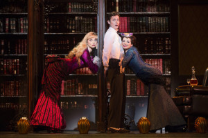 (L-R) Kristen Beth Williams as Sibella Hallward, Kevin Massey as Monty Navarro and Adrienne Eller as Phoebe D'Ysquith in a scene from "A Gentleman's Guide to Love & Murder."