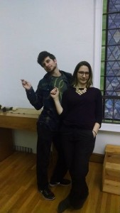 Actors Matthew Payne (left) and Caitlin Carbone (right) rehearsing for Twelfth Night