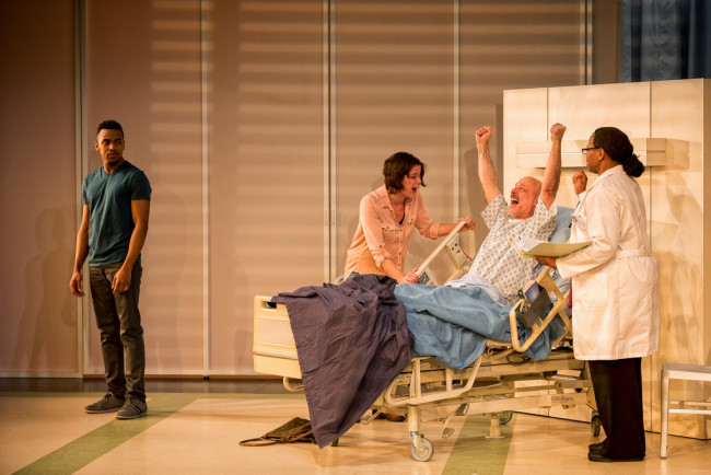 (L to R) Keith L. Royal Smith, Megan Anderson, Mitchell Hebert, and Alice M. Gatling in Under the Skin at Everyman Theatre