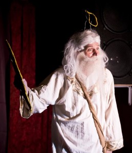 Rich Potter, as the Creator of the Universe, has a last-minute deadline frenzy, in"God: The One Man Show"at Greenbelt Arts Center, Feb 19-28, 2016www.GodTheOneManShow.com