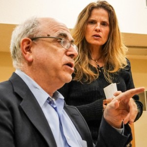 Steve Rosenthal (left) as Arthur Putnam and Kathryn Barrett-Gaines (right) as Julia Putnam in An Act of the Imagination at Bowie Community Theatre