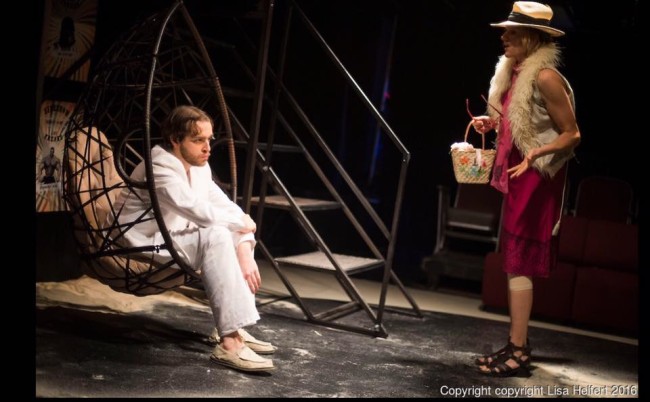 Grant Cloyd (left) as Michael and Karin Rosnizeck (right) as Nena in Fur at Venus Theatre