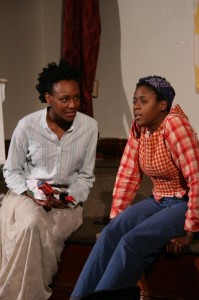 Aladrian Wetzel (left) as Mimi an Monique Ingram (right) as Harry in Harry and the Thief at Strand Theater Company