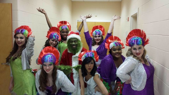 The Bird Girls and The Grinch (center- Thomas Ogar) of Seussical! The Musical at Charm City Players