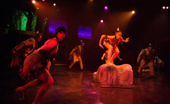 Amanda Leigh Corbett (right) as Princess Tiger Lily and the Indians in "Indian Dance" in Peter Pan at Toby's Dinner Theatre