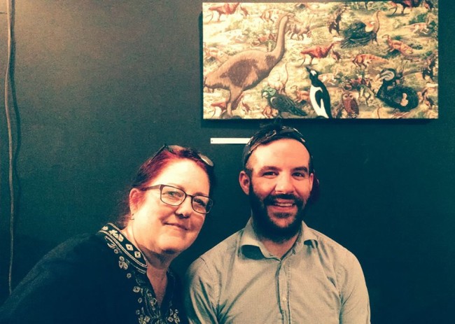 Alix Tobey Southwick (left) and Artistic Director Ryan Haase at Stillpointe Theatre for "Imaginary Friends" gallery exhibition 