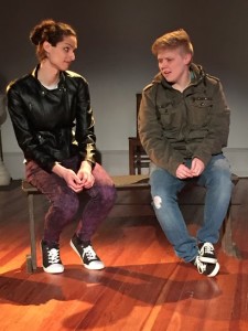 Erica Burns (left) as Jane and Logan Davidson (right) as Nora in Aphorisms on Gender at Cohesion Theatre Company