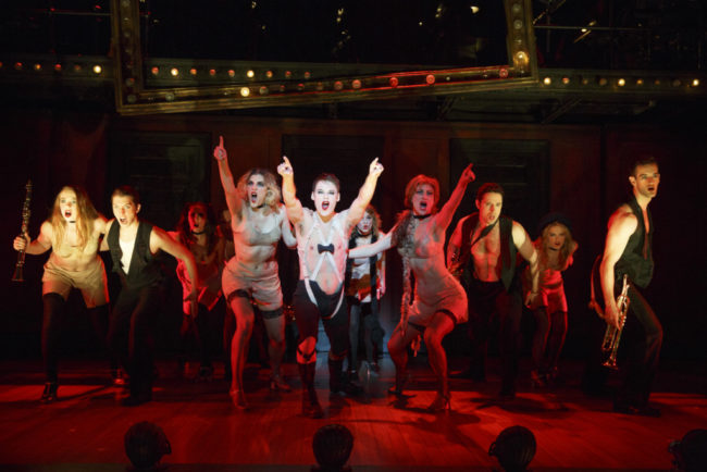 Randy Harrison (center) as theEmcee and the 2016 National Touring cast of Roundabout Theatre Company’s CABARET