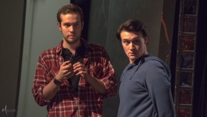 Zach Rogers (left) as Grimsby and Carl Pariso (right) as Prince Eric in rehearsal for The Little Mermaid at Milburn Stone Theatre