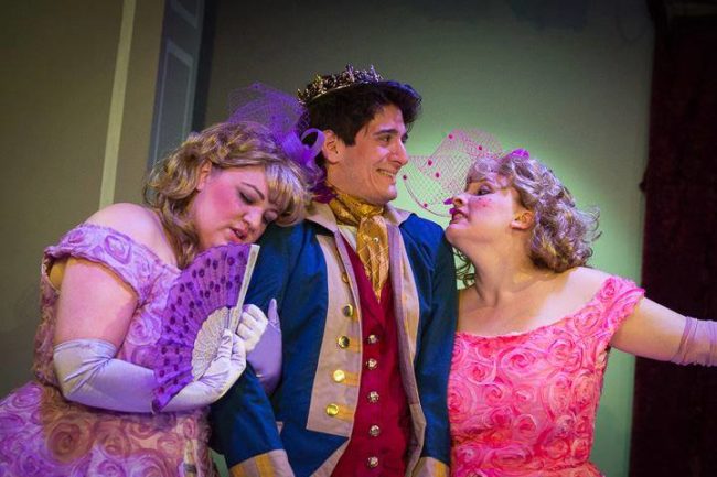 Amanda Spellman (left) as Trillvia, Daniel Valentin-Morales (center) as Prince Champion, and Caitlyn Joy (right) as Shrillvia in the MET Fun Company production of Cinderella