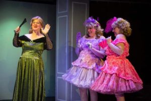 Laura Stark (left) as The Stepmother, Amanda Spellman (center) as Trillvia, and Caitlyn Joy (right) as Shrillvia in MET's Fun Company production of Cinderella