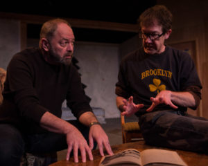 Jeff Murray (left) as Richard and Michael Donlan (right) as James in Time Stands Still at Fells Point Corner Theatre