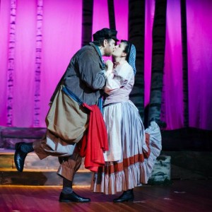 Ryan Geiger (left) as The Baker and Barbara Hartzell (right) as The Baker's Wife in Into the Woods at Reisterstown Theatre Project