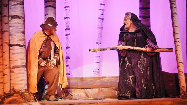 The Mysterious Man (left) and Kristen Zwobot (right) as The Witch in Into the Woods at RTP