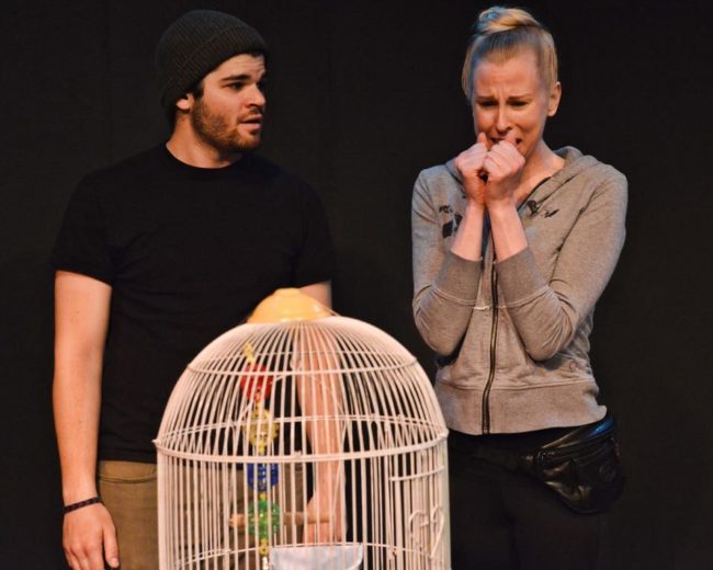 Zack Bopst (left) as Herb and Barbara Madison Hauck (right) as June in "Babo and the Bird" by Pete Taylor