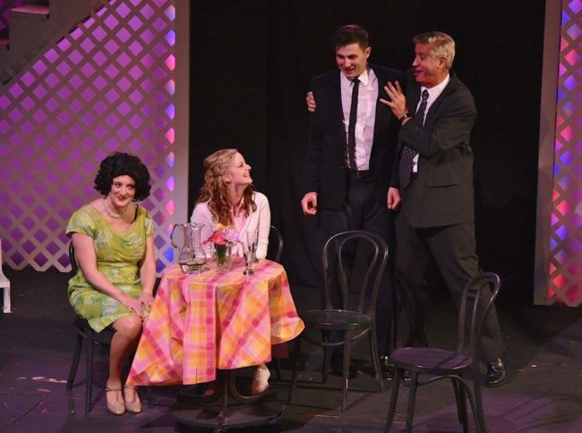 Haley Briner (center left) as Brenda Strong and Jamie Austin Jacobs (center right) as Frank Abignale Jr. in last summer's Catch Me if You Can at ASGT