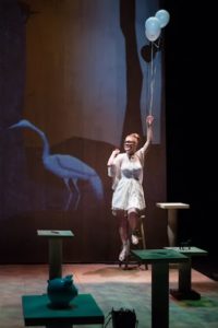 Sara Dabney Tisdale as White Egret in Blackberry Winter at Forum Theatre