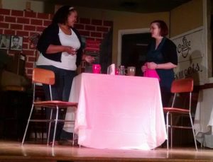 Lydia West (left) as Carley and Christie Arnie (right) as Mandy in The Coffee Shop