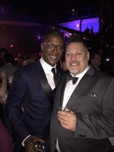 Kevin McAllister (left) celebrates winning Outstanding Lead Actor in a Musical HELEN category for his role in Ragtime with Director Lawrence B. Munsey of Toby's Dinner Theatre at the Helen Hayes DramaProm after party