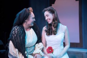 Renata Plecha (left) as The Nurse and Olivia Ercolano (right) as Juliet in Romeo & Juliet at Annapolis Shakespeare Company