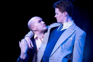 Brian Keith MacDonald (left) as Mercutio and Brendan McMahon (right) as Romeo in Romeo & Juliet at Annapolis Shakespeare Company
