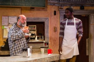 Tad Janes (left) as Arthur Przybyszewski and Najee Banks (right) as Franco Wicks in Superior Donuts at the MET