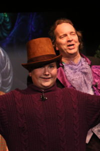 Zachary Zappardino (left) as Charlie Bucket and John Dignam (right) as Willy Wonka