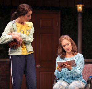 Erin Wegner Brooks (left) as Pam Sakarian and Lauren Wright (right) as Lizzie Fields in Baby