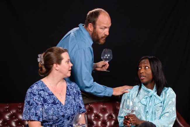 Shirley Panek (left) as Margaret, Ben Carr (center) as Mike, and Ashley Spooner as Kate in Good People