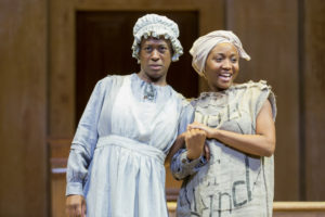 Erika Rose (left) as Dido and Shannon Dorsey (right) as Minnie in An Octoroon at Woolly Mammoth Theatre Company