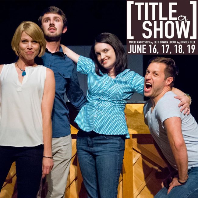 (L to R) the cast of [Title of Show] Rebekah Latshaw as Susan, Nick Madden as Jeff, Gina Dzielak as Heidi, and Rob Tucker as Hunter