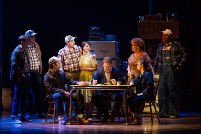 Dave Thomas Brown, Tom Treadwell, Cole Burden, Cullen R. Titmas, Elizabeth Stanley, David Hess, Mary Callanan, Caitlin Houlahan and Matt Stokes in the national tour of THE BRIDGES OF MADISON COUNTY.