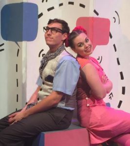 Rhys Scheibe (left) as Elephant Gerald and Bella Muller (right) as Piggie