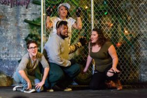 (L to R) Featured ensemble members Gabe Taylor, Wesley Williams, Lilibeth Rabang, and Kylie Airin Sjolie in Rent