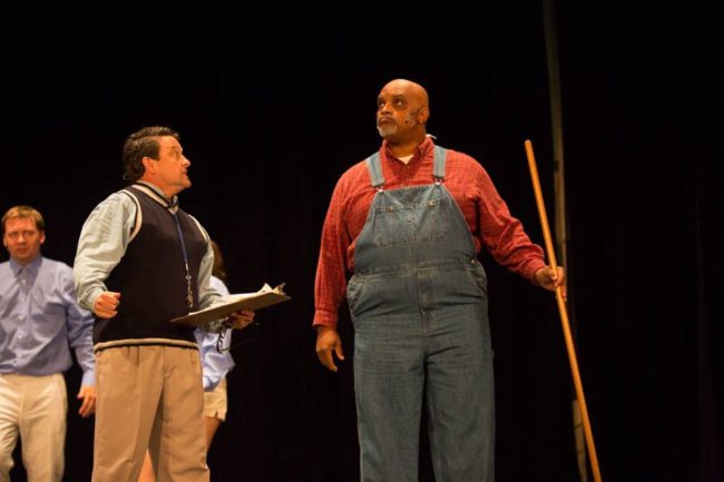 Todd Hochkeppel (left) as Mike Nulty and Chuck Bagley (right) as Ezekiel Foster in White Christmas