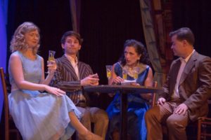 (L to R) Libby Burgess as Judy Haynes, Justin Moe as Phil Davis, Marloe Lippert as Betty Haynes, and David Bittner as Bob Wallace in White Christmas