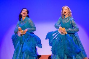 Marloe Lippert (left) as Betty Haynes and Libby Burgess (right) as Judy Haynes in White Christmas