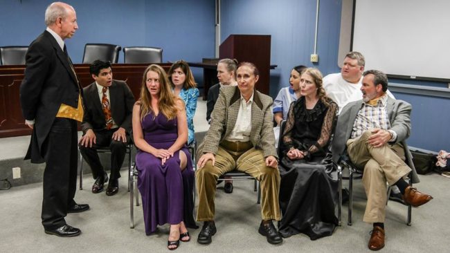 The cast of A Tomb with a View now appearing on stage at Bowie Community Theatre