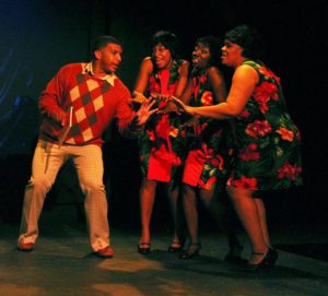 C.C. White (left- Tevin Brown) and The Dreamettes (Alana Linsey, Sequina DuBose, and Crystal Freeman)