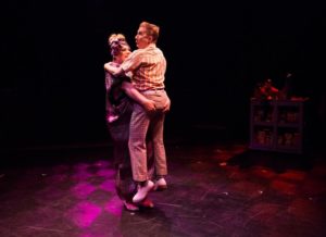 Larry Munsey (left) as Edna Turnblad and David James (right) as Wilbur Turnblad performing "Timeless to Me" in the 2016 production of Hairspray